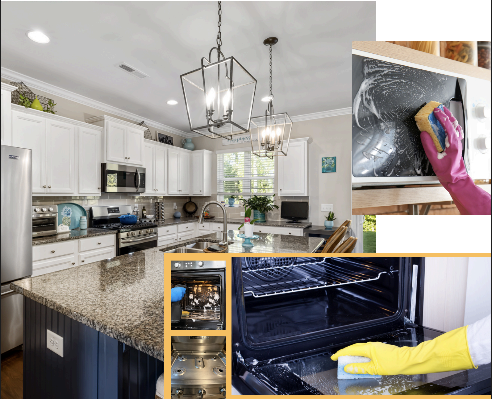 Professional kitchen deep cleaning service including appliances and surfaces in Newburyport MA